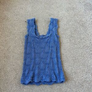 Free people Blue Textured Sleeveless Top